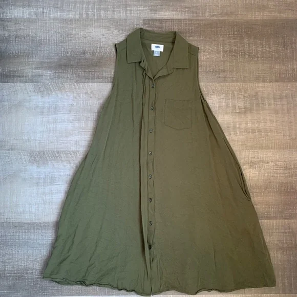 Old Navy | Dresses | Old Navy Army Green Button Up Tank Casual Dress